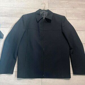 3/$20 Studio London Black Zip Up Blazer Jacket Size Small Vintage Early 2000's